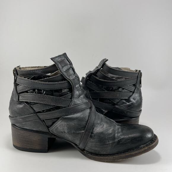 Freebird By Steven Stair Distressed Leather Womens Ankle Boots Size 6 Black - Picture 4 of 11